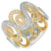 WIDE .60CT DIAMOND 14KT WHITE & YELLOW GOLD MULTI WAVE WEDDING ANNIVERSARY RING