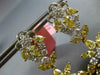ESTATE LARGE 9.1CT WHITE & FANCY YELLOW DIAMOND 18K GOLD FLOWER HANGING EARRINGS