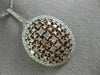 ESTATE LARGE 2.01CT WHITE & PINK DIAMOND 18K 2 TONE GOLD 3D CLUSTER OVAL PENDANT
