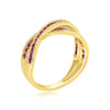 1.17CT DIAMOND & AAA RUBY 14K YELLOW GOLD 3D MULTI ROW CRISS CROSS INFINITY RING