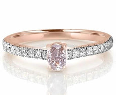 .55CT WHITE FANCY BROWN-PINK DIAMOND 18KT ROSE GOLD OVAL & ROUND ENGAGEMENT RING