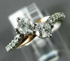 ESTATE .65CT DIAMOND 14KT WHITE & ROSE GOLD 3D TWO STONE SIDE BY SIDE LOVE RING