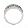 WIDE 2.16CT DIAMOND & AAA EMERALD 18K WHITE GOLD BAGUETTE 3 ROW ANNIVERSARY RING
