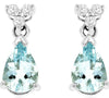 3CT DIAMOND & AAA AQUAMARINE 14KT WHITE GOLD PEAR SHAPE & ROUND HANGING EARRINGS