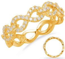 .36CT DIAMOND 14KT YELLOW GOLD CLASSIC INFINITY LOVE KNOT SEMI ETERNITY FUN RING