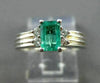 ESTATE .97CT DIAMOND & EMERALD 14KT WHITE GOLD ENGAGEMENT RING BEAUTIFUL! #21750