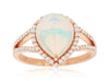 2.30CT DIAMOND & AAA OPAL 14K ROSE GOLD PEAR SHAPE & ROUND HALO CLASSIC FUN RING