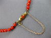 ANTIQUE LARGE & LONG AAA CORAL 14KT YELLOW GOLD GRADUATING LOVE NECKLACE #27556