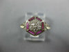 ANTIQUE .34CT DIAMOND & AAA RUBY 18K WHITE GOLD 3D CLUSTER ENGAGEMENT RING 26872