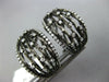 WIDE .60CT DIAMOND 14KT BLACK GOLD 3D MULTI ROW ETOILE CLIP ON HANGING EARRINGS