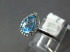 1.17CT DIAMOND & AAA BLUE TOPAZ 14K WHITE GOLD PEAR SHAPE & ROUND HALO LOVE RING
