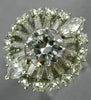 ESTATE EXTRA LARGE 2.46CT DIAMOND PLATINUM 3D MULTI SHAPE FLOWER ENGAGEMENT RING