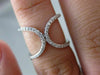 ESTATE WIDE .16CT DIAMOND 14KT WHITE GOLD 3D DOUBLE SEMICIRCLE CHAIN FUN RING