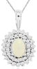 1.05CT DIAMOND & AAA OPAL 14K WHITE GOLD OVAL & ROUND DOUBLE HALO FLOWER PENDANT