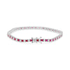 ESTATE 4.13CT DIAMOND & AAA RUBY 14K WHITE GOLD 3D PRINCESS TENNIS LOVE BRACELET
