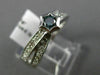 ESTATE .48CT WHITE & BLUE DIAMOND 14KT WHITE GOLD 3D SOLITAIRE STAR X LOVE RING