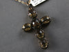 7.87CT BLACK DIAMOND & AAA SMOKY TOPAZ 14KT ROSE GOLD 3D FILIGREE CROSS PENDANT