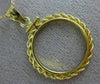 ESTATE 14KT YELLOW GOLD 3D CLASSIC ROPE ROUND COIN FRAME PENDANT #MILANO027
