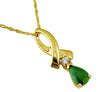 .43CT DIAMOND & AAA EMERALD 14K YELLOW GOLD PEAR SHAPE & ROUND TEAR DROP PENDANT