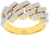 ESTATE WIDE 1CT DIAMOND 14KT YELLOW GOLD ROUND PAVE RECTANGULAR ANNIVERSARY RING