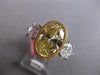 EXTRA LARGE 4.55CT WHITE & FANCY YELLOW DIAMOND 18K 2 TONE GOLD ENGAGEMENT RING