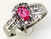ESTATE 1.3CT DIAMOND & AAA PINK SAPPHIRE 14KT WHITE GOLD FLOWER ENGAGEMENT RING