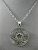 ANTIQUE .20CT DIAMOND 14K WHITE GOLD FILIGREE 5 CLOVER FLOWER FLOATING PENDANT
