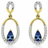 ESTATE .62CT DIAMOND & AAA TANZANITE 14KT YELLOW GOLD 3D OVAL HANGING EARRINGS