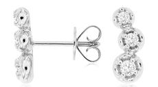 ESTATE .21CT DIAMOND 14KT WHITE GOLD 3 STONE PAST PRESENT FUTURE STUD EARRINGS
