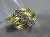 ESTATE LARGE .54CT DIAMOND 18K 2 TONE GOLD 3 FLOWER MULTI BAND FLEXIBLE FUN RING