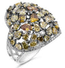 EXTRA LARGE 6.79CT WHITE & MULTI COLOR DIAMOND 18KT WHITE & BLACK GOLD LOVE RING