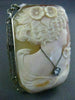 ANTIQUE LARGE .08CT DIAMOND 14K WHITE GOLD FILIGREE LADY CAMEO BROOCH PIN #22063