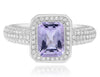 2.41CT DIAMOND & AAA PINK AMETHYST 18KT WHITE GOLD EMERALD & ROUND OCTAGON RING