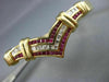 ANTIQUE 2.20CT DIAMOND & AAA RUBY 14KT YELLOW GOLD V SHAPE BANGLE BRACELET #713