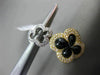 ESTATE .23CT DIAMOND & ONYX 14KT TWO TONE GOLD 3D DOUBLE FLOWER FLOATING PENDANT