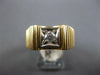 ESTATE .15CT DIAMOND 14KT 2 TONE GOLD 3D CLASSIC SOLITAIRE SQUARE MENS RING