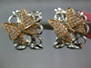 LARGE .67CT DIAMOND 18K WHITE & ROSE GOLD BUTTERFLY BOW CLIP ON HANGING EARRINGS
