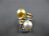 LARGE AAA WHITE & GOLDEN SOUTH SEA PEARL 18KT YELLOW GOLD CRISS CROSS LOVE RING