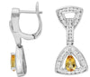 .78CT DIAMOND & AAA CITRINE 14KT WHITE GOLD PEAR SHAPE & ROUND HANGING EARRINGS