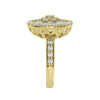 ESTATE 2.13CT DIAMOND 18K YELLOW GOLD ROUND & BAGUETTE CIRCULAR FLOWER LOVE RING