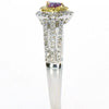 .49CT WHITE PINK & FANCY YELLOW DIAMOND 18K WHITE ROSE GOLD HALO ENGAGEMENT RING