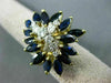 ESTATE LARGE 3.40CT DIAMOND & AAA SAPPHIRE 14K 2 TONE GOLD 3D FLOWER RING 20815