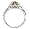 .45CT WHITE PINK & FANCY YELLOW DIAMOND 18K WHITE ROSE GOLD OVAL ENGAGEMENT RING