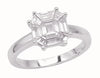 1.02CT DIAMOND 18K WHITE GOLD CUSHION INVISIBLE OCTAGON ASSCHER ENGAGEMENT RING
