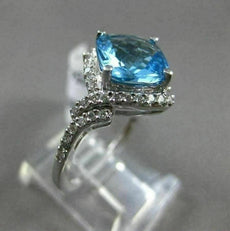 ESTATE 2.72CT DIAMOND & AAA BLUE TOPAZ 14KT WHITE GOLD INFINITY SQUARE FUN RING