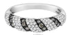 .63CT WHITE & CHOCOLATE FANCY DIAMOND 14KT WHITE GOLD MULTI ROW DIAGONAL RING