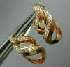 ESTATE .20CT DIAMOND 14KT ROSE GOLD 3D TEAR DROP CLIP ON LOVE HANGING EARRINGS
