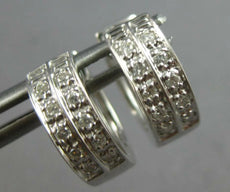 ESTATE .20CT DIAMOND 14KT WHITE GOLD 3D CLASSIC 2 ROW FILIGREE HUGGIE EARRINGS