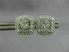 LARGE .67CT DIAMOND 18KT WHITE GOLD 3D SQUARE HALO CLUSTER STUD JACKET EARRINGS