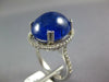 ESTATE LARGE 11.73CT DIAMOND & AAA SAPPHIRE 14KT WHITE GOLD OVAL CABOCHON RING
